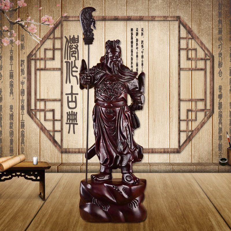 黑檀木雕关公摆件实木武财神关羽神像木质关帝圣君佛像开业送礼物