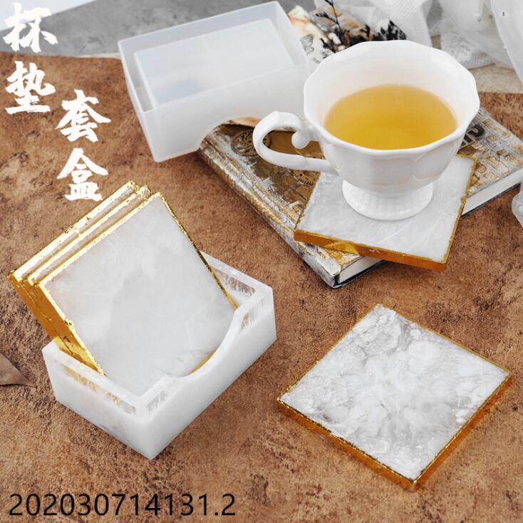 diy水晶滴胶环氧树脂杯垫方形杯垫盒子收纳盒硅胶镜面模具