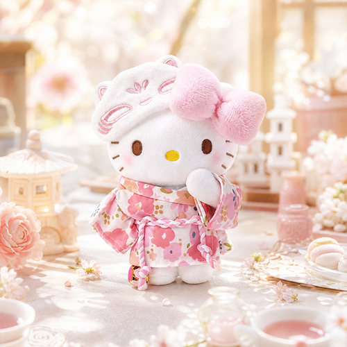正版KT樱花和服毛绒包挂件