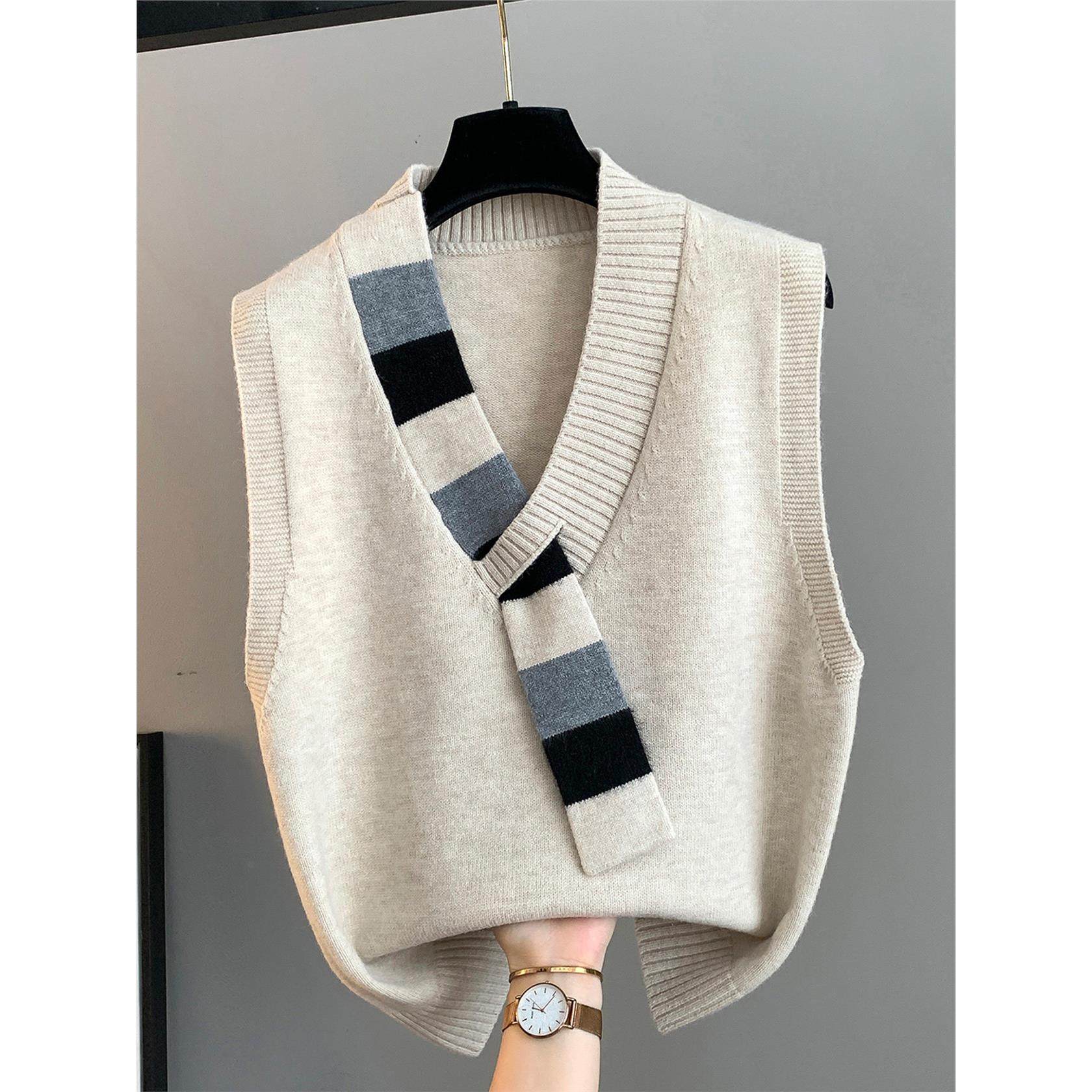 设计感小众围巾马甲毛衣女款2025新款宽松外穿针织背心秋冬叠穿,女装/女士精品,马夹,淘宝优惠券,粉丝福利购,淘宝优惠卷