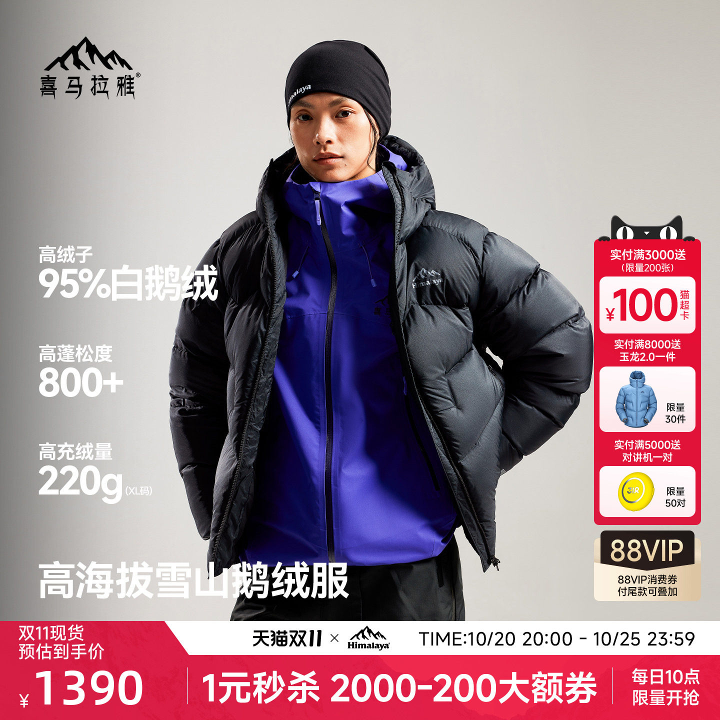喜马拉雅玉龙羽绒服保暖防风800蓬拒水鹅绒户外雪山攀登外套男女