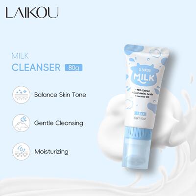 Facial cleanser LAIKOU牛奶洗面奶补水保湿清洁毛孔滋润洗面奶