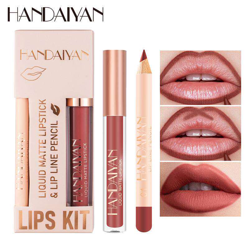 Waterproof Matte Lip Makeup Kit 不沾杯唇线笔口红套装