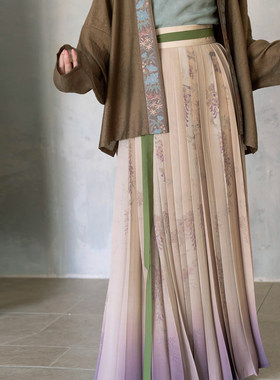 茱萸汉服｜游园·紫藤 一片式褶裙 汉服日常裙