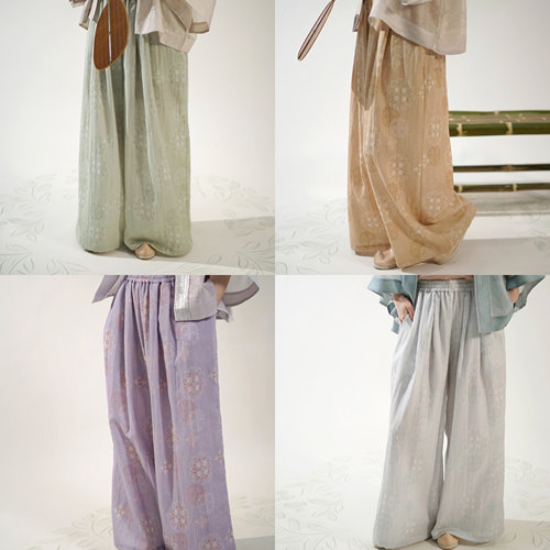 【国丝走秀款】茱萸汉服｜小团茶 可抽绳阔腿裤【现货】汉服日常