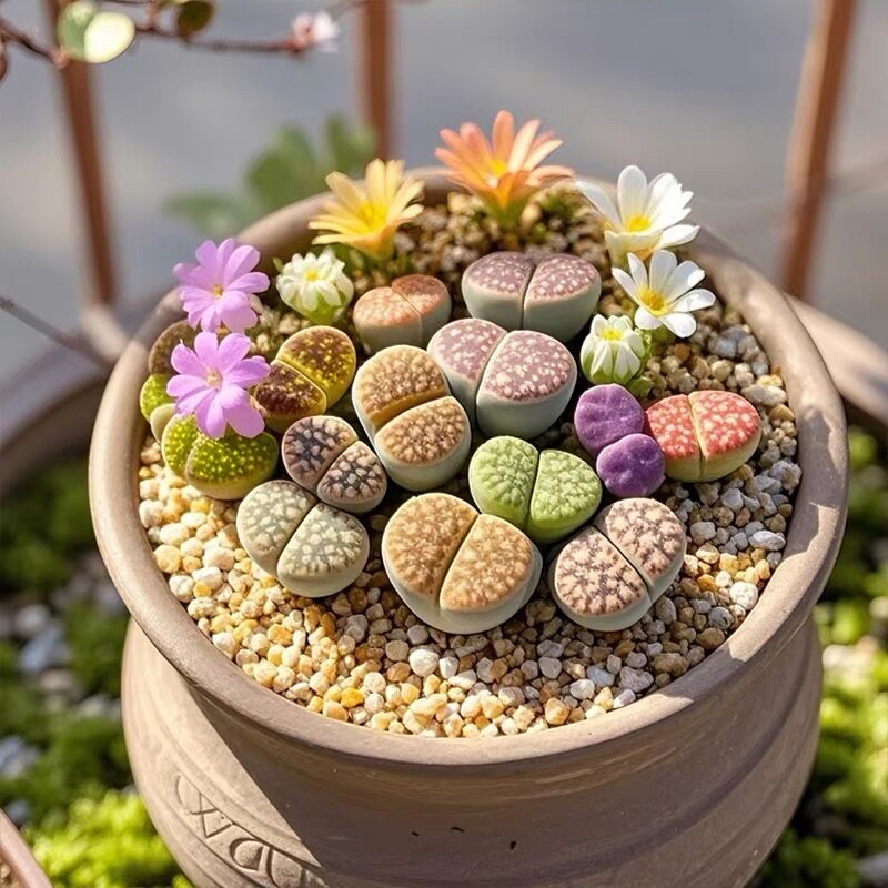 云南精选生石花桌面盆栽
