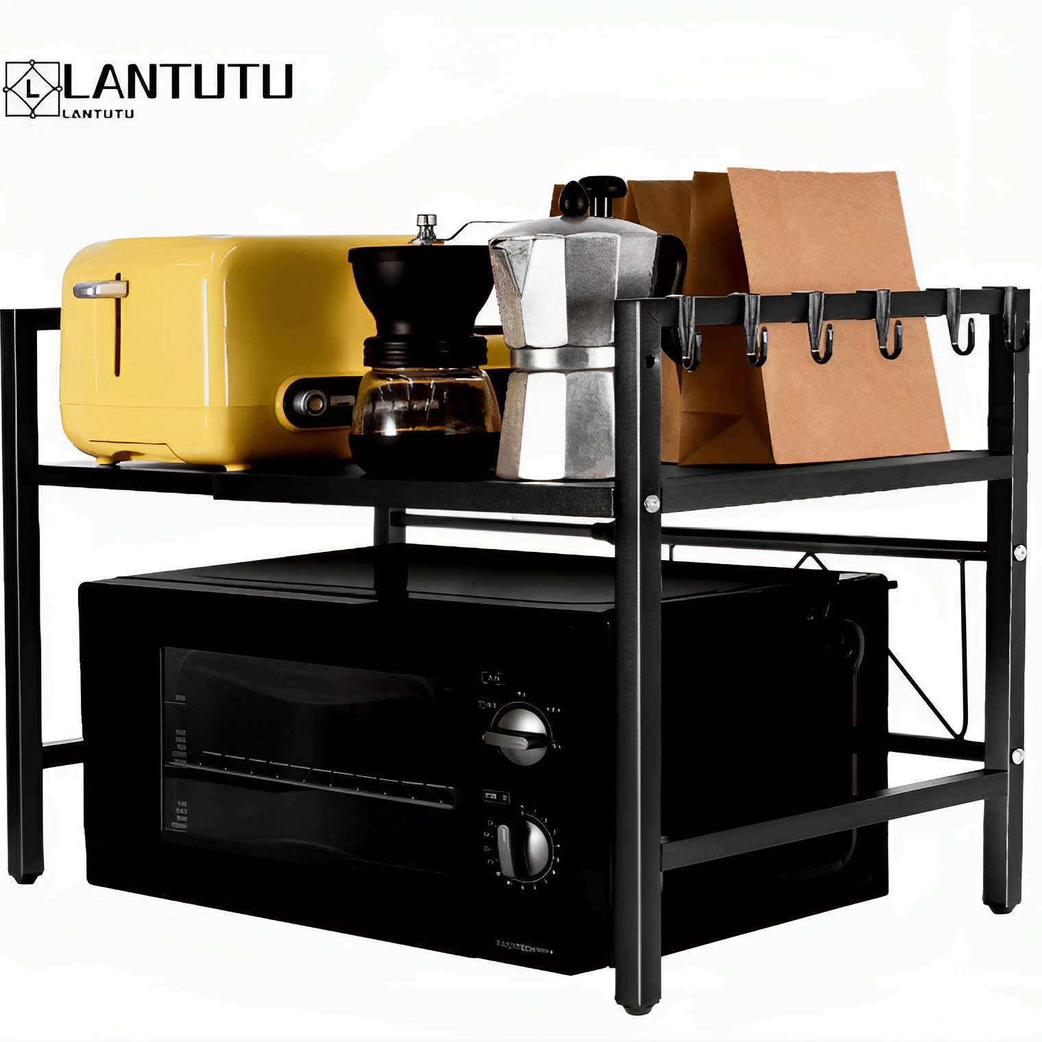 家用厨房微波炉烤箱置物架双层台面收纳架调料架专利款,收纳整理,整理架/置物架/收纳架,淘宝优惠券,粉丝福利购,淘宝优惠卷