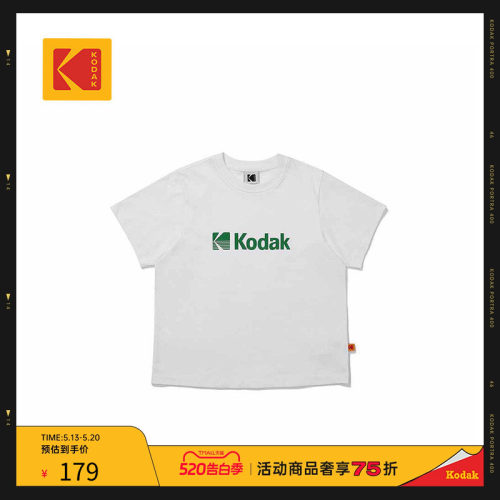 KODAK柯达2025春夏撞色T恤简约休闲正肩圆领舒适透气百搭短袖女