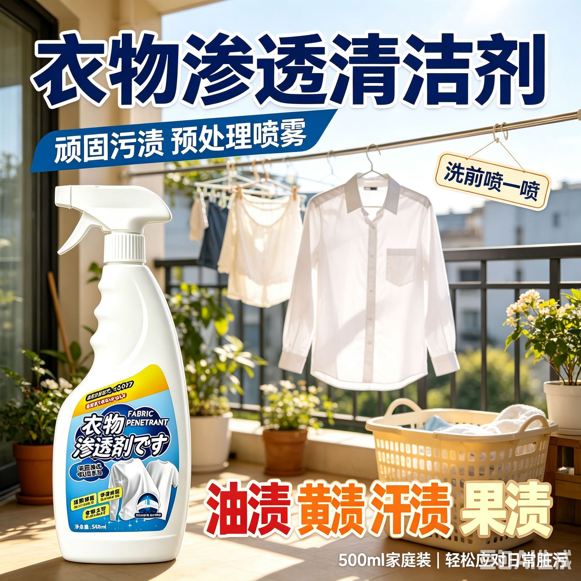 衣物渗透剂去油去黄去渍白衣去霉神器预洗喷剂衣领清洗剂CL图片