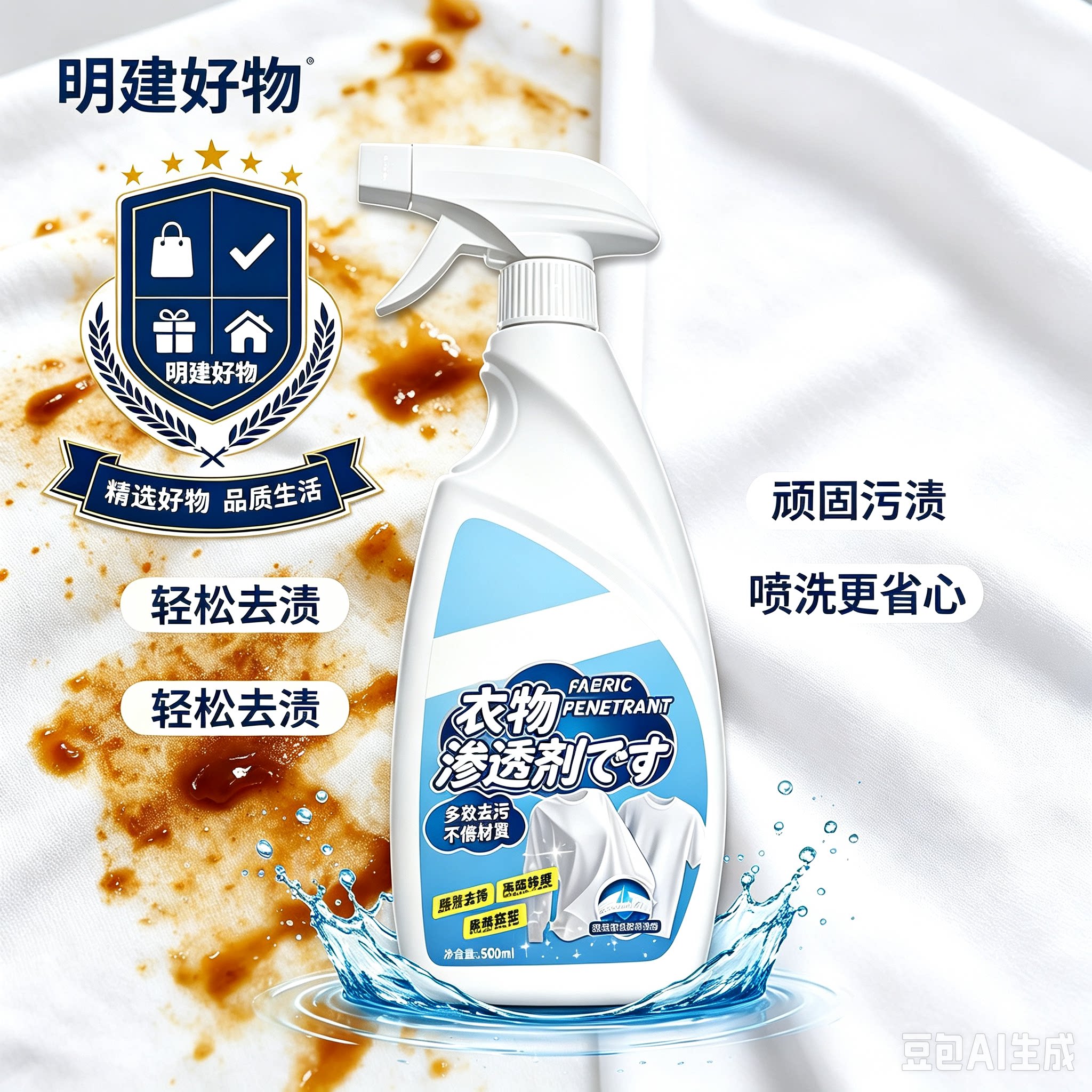 【买一送一】衣物渗透剂去油去黄去渍白衣去霉喷剂衣领清洗剂CX2图片