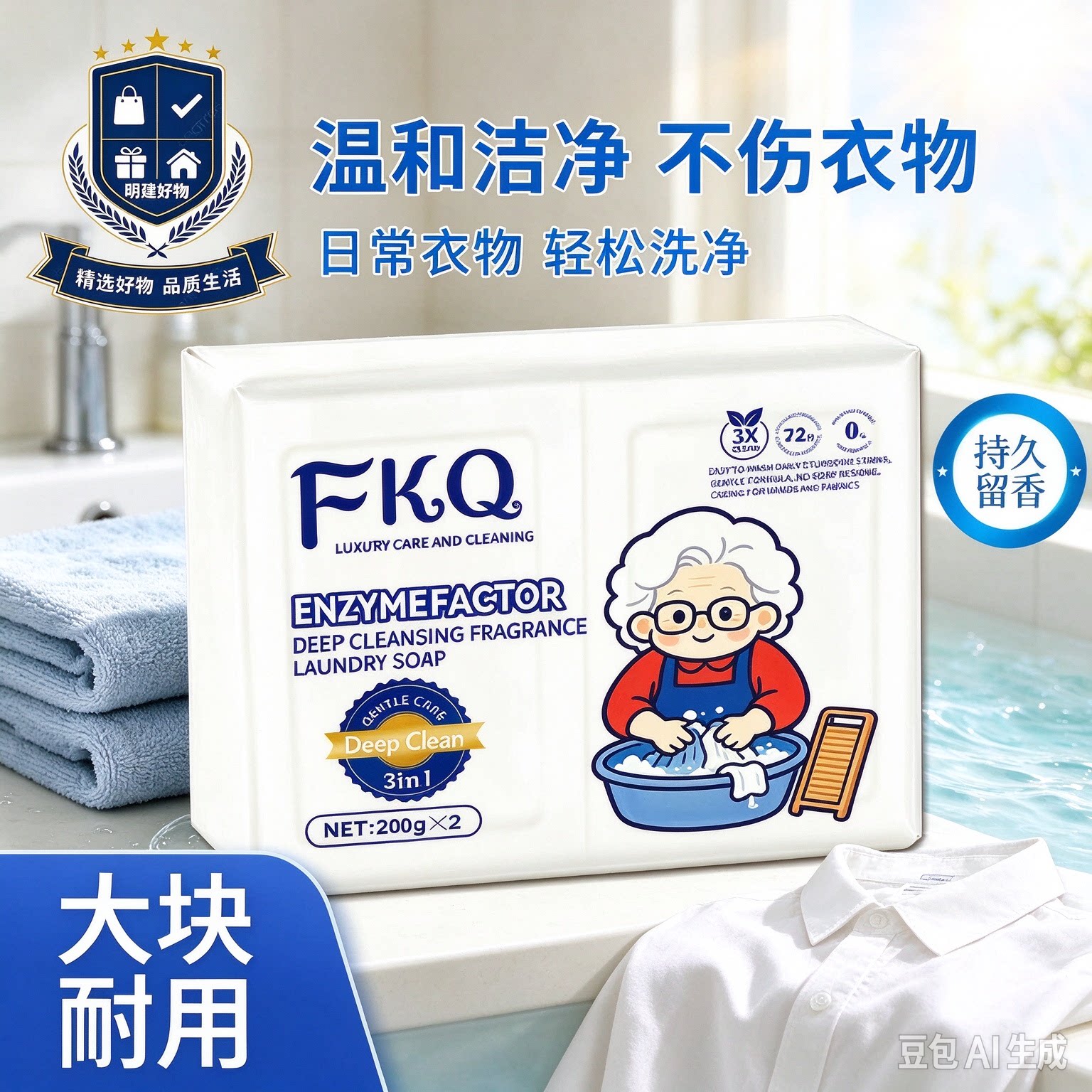 【买一送一】天然椰油皂家用椰油洗衣皂多功能强力去污肥皂持久CX