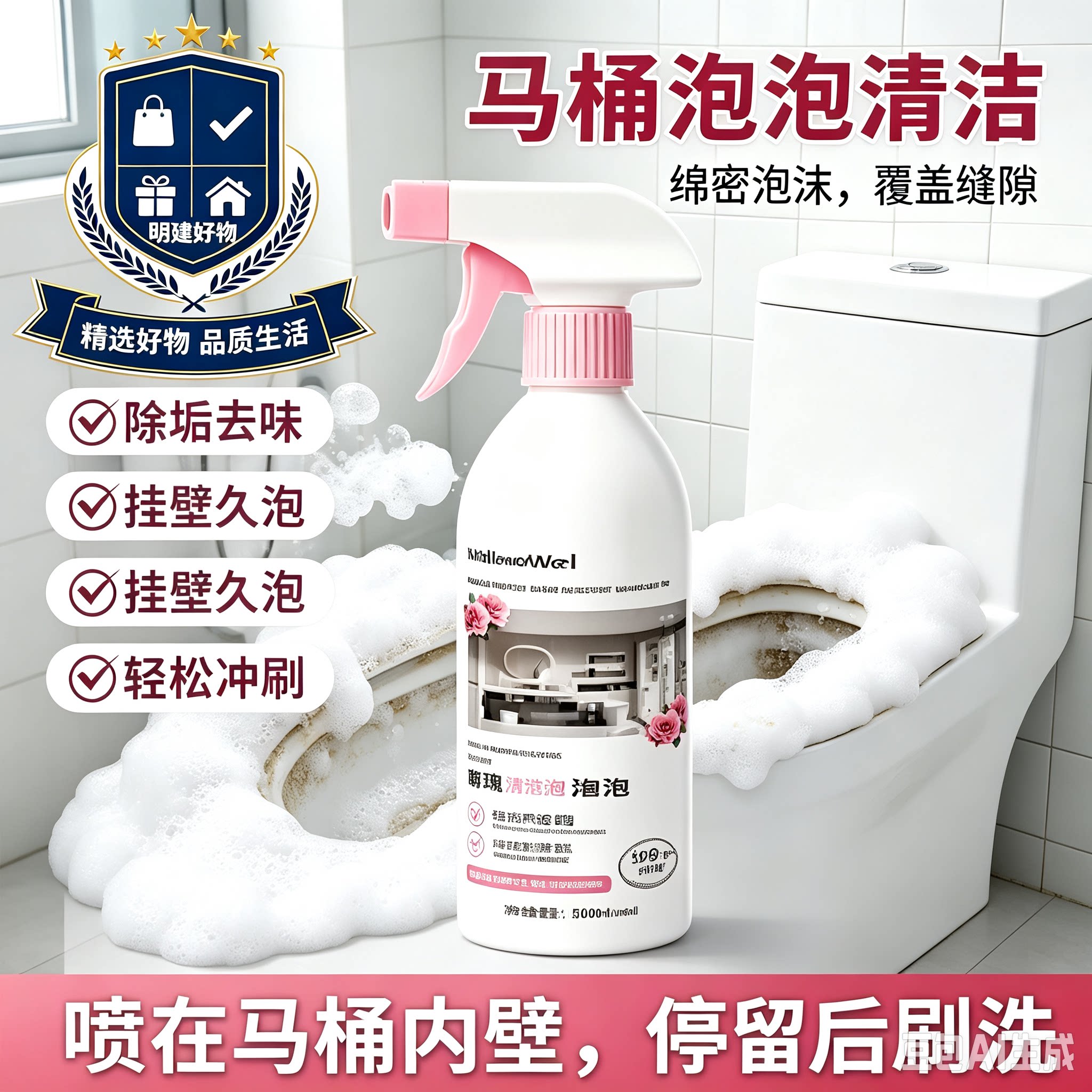 【拍一发四】香氛清洁泡泡浴室玻璃马桶洁厕剂除菌去污垢卫生间CL