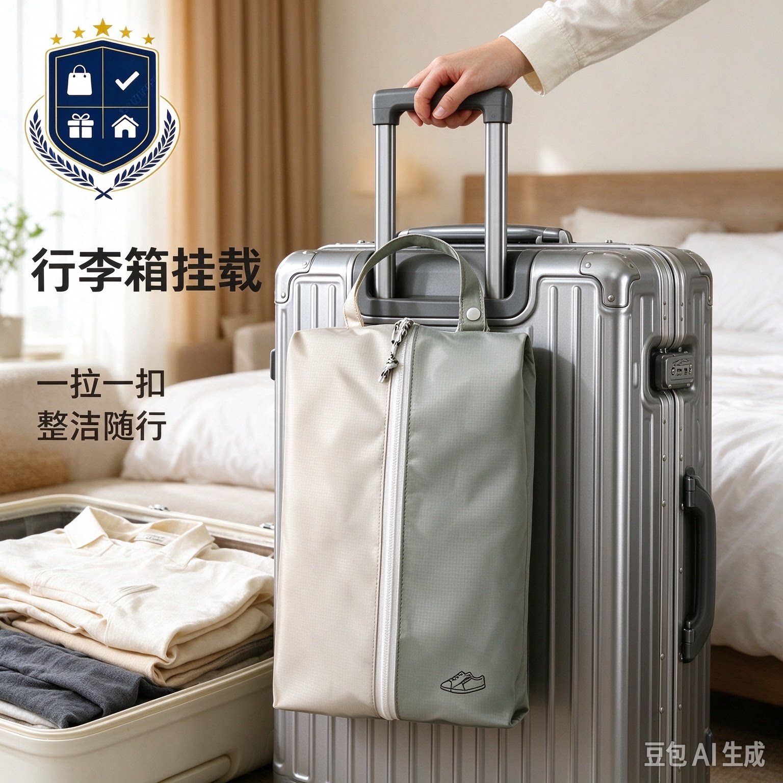 旅行鞋袋便携防水收纳包大容量行李箱挂扣防尘运动鞋袋干湿分离CL