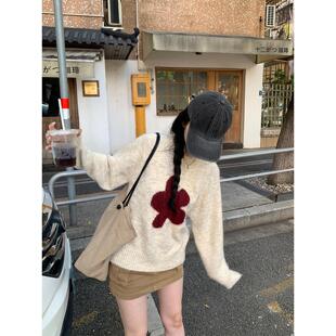 韩系圆领套头毛衣女秋冬季2026新款宽松显瘦可外穿内搭打底衫上衣