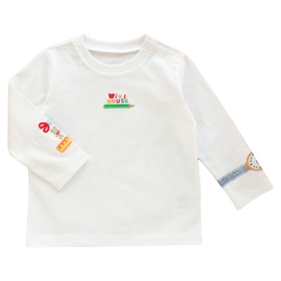 春秋新款儿童打底衫卡通可爱小熊手表刺绣长袖T恤日系miki童装