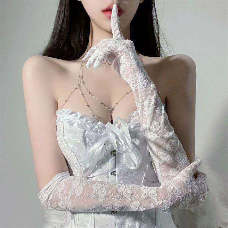 手冲手套丝袜大飞机手套Lolita蕾丝薄款女黑丝性感手袜渔网jk萝莉