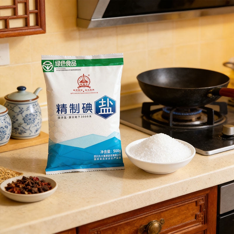 家用食用盐500g小袋装加碘精制深井盐食盐矿盐四川细盐炒菜盐巴