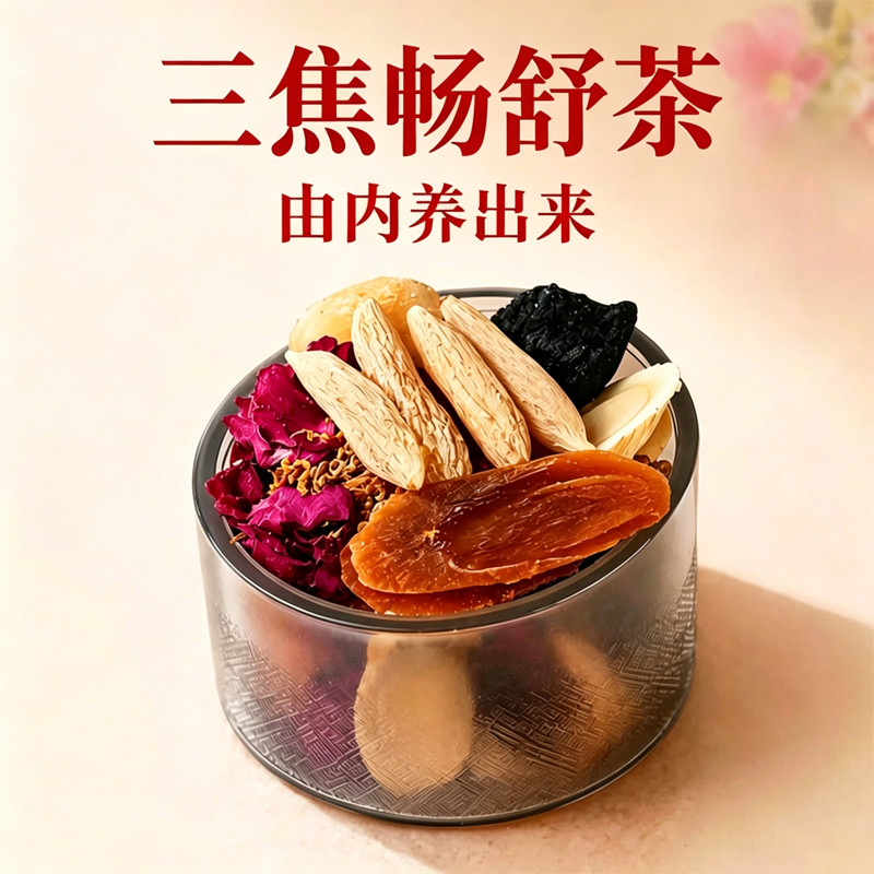 通三焦上热下寒畅舒茶灵芝党参黄芪酸枣仁三焦养生茶花熬夜茶