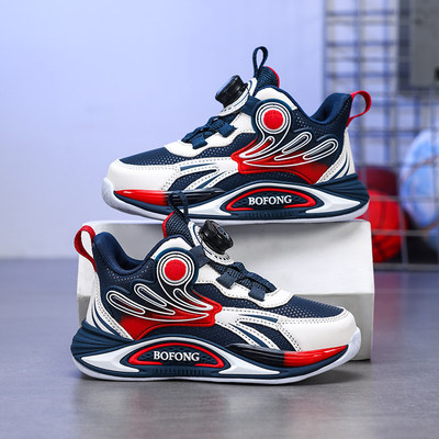 2026新款春季儿童男童中大童跑步鞋子时尚百搭皮面防水透气运动鞋