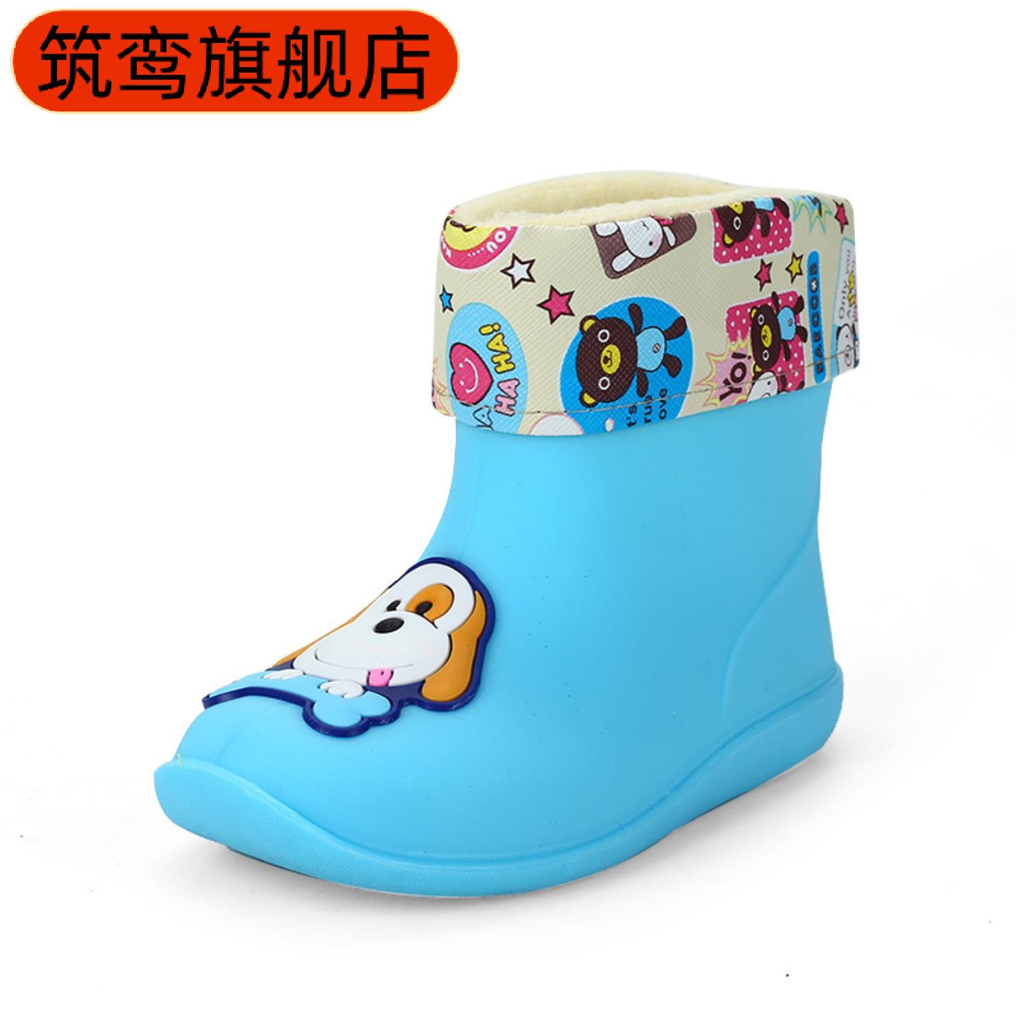 新款加棉保暖儿童雨鞋防水防滑男