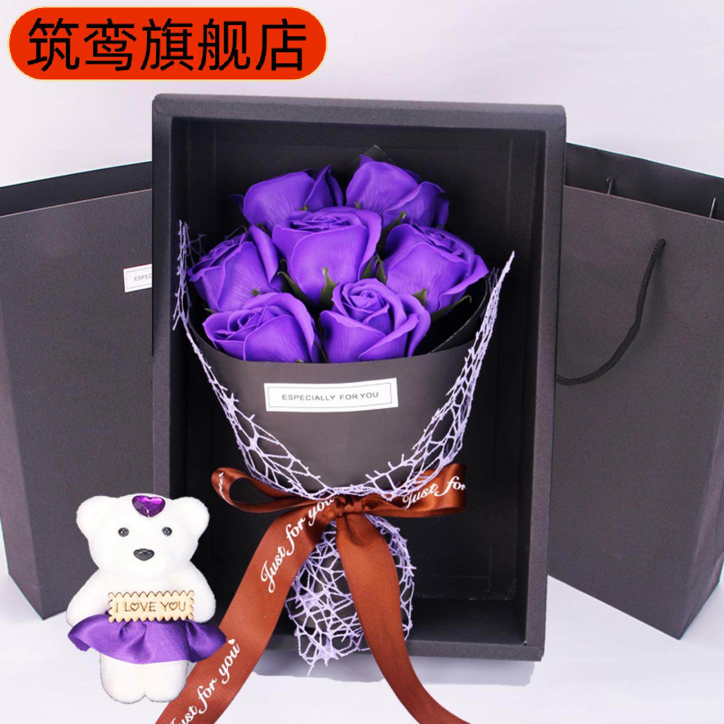 仿真花朵玫瑰香皂花束礼盒花创意情人节礼物永生花
