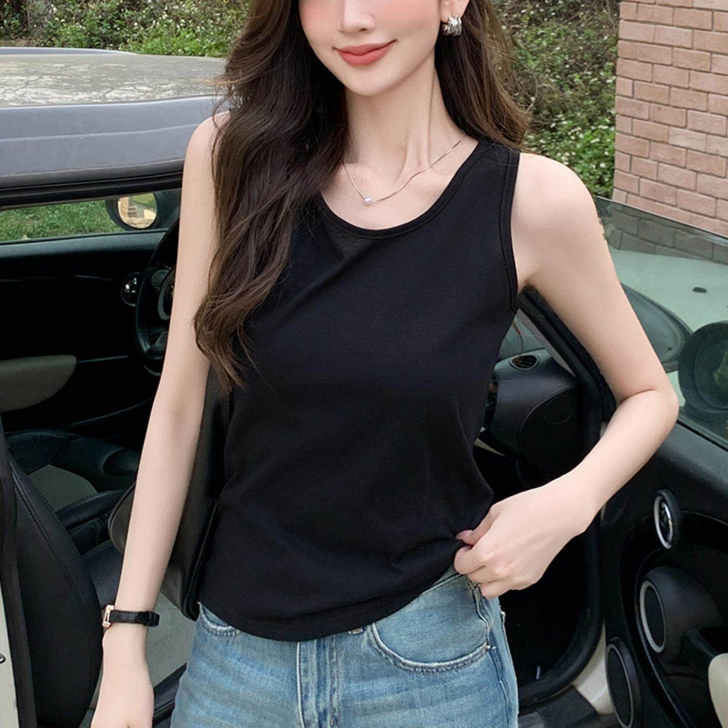 雪花棉吊带背心女夏外穿宽松遮肉