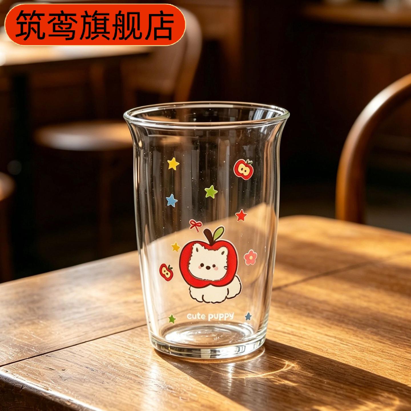 包邮高硼硅玻璃卡通翻盖水杯|高