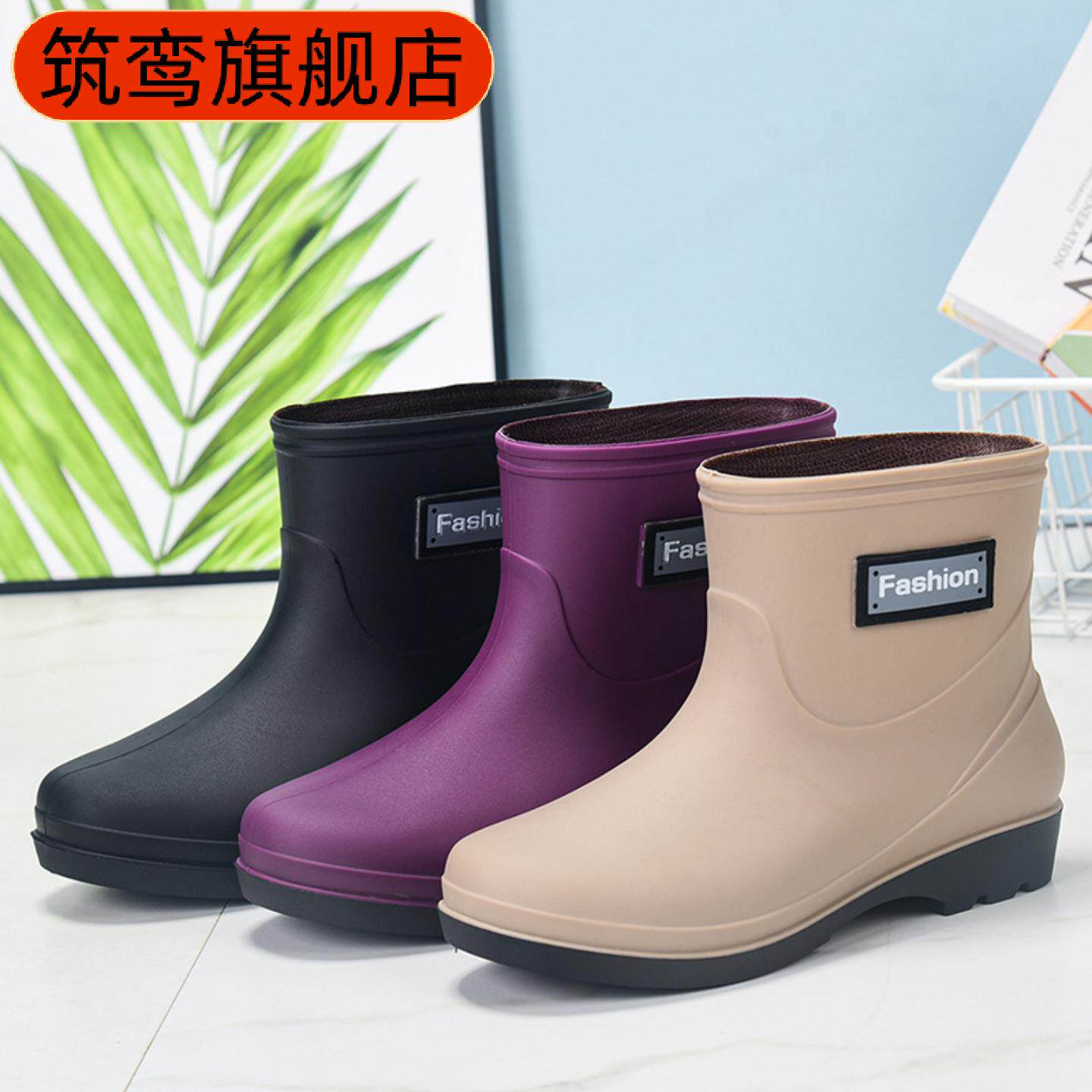 雨鞋胶靴套鞋防滑防水女冬成人水靴水鞋加厚耐磨厨房踩水短筒雨靴