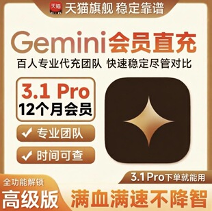 【Gemini3pro!稳定不降智】Gemini pro 3.1/3.0会员12个月 非家庭