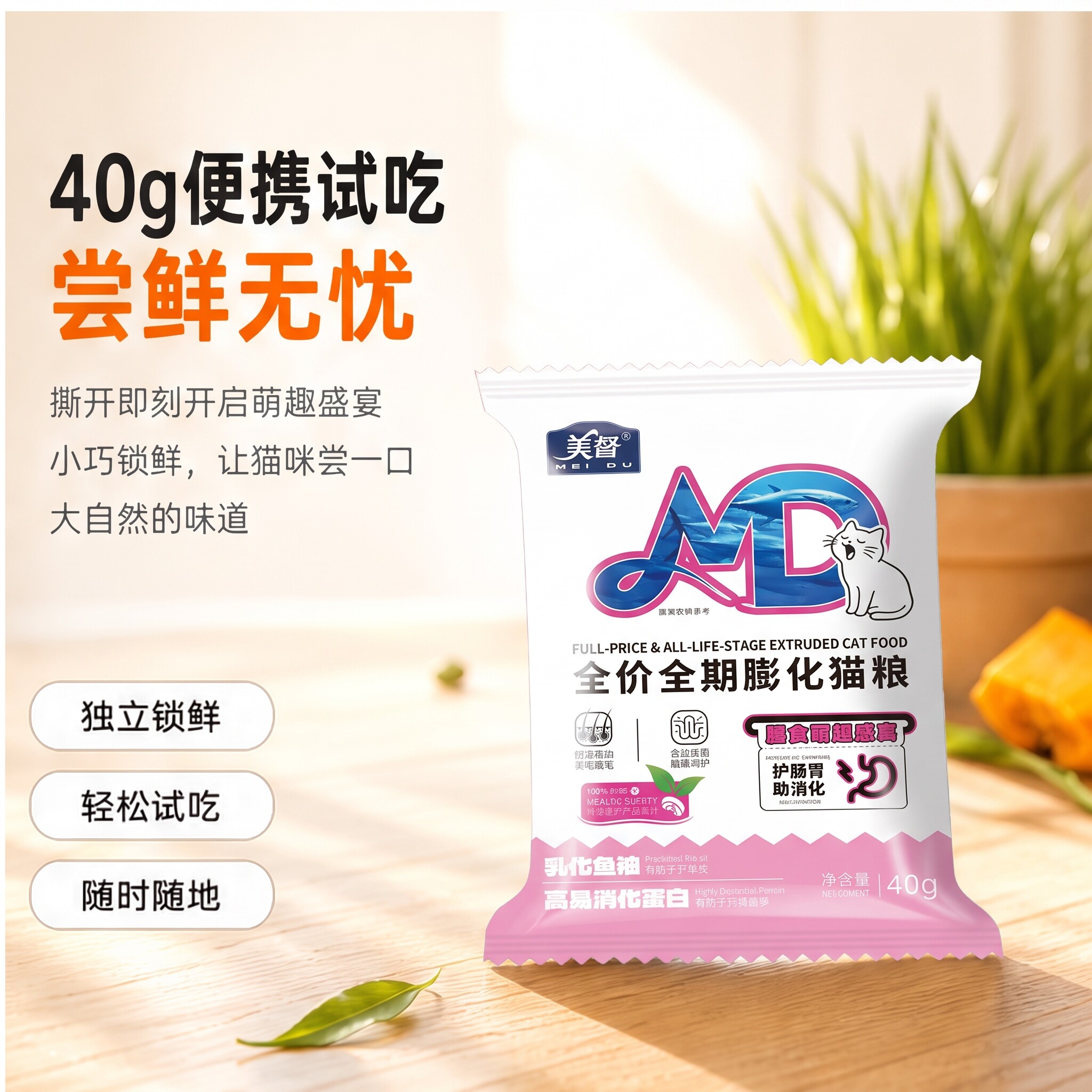 美督全价膨化猫粮护肠美毛