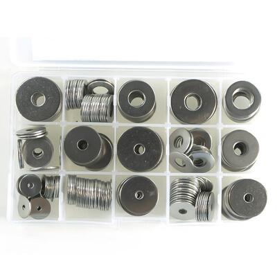 253pcs 不锈钢304平垫圈M3-M12 15种尺寸加厚盒套装