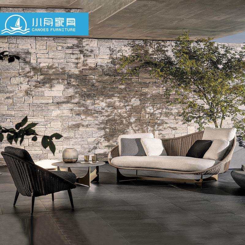 北欧户外沙发藤编花园庭院酒店室外阳台客厅休闲露台藤椅家具组合