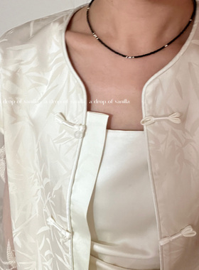 Vanilla / 韩国博主fever同款ins风黑色串珠细项链