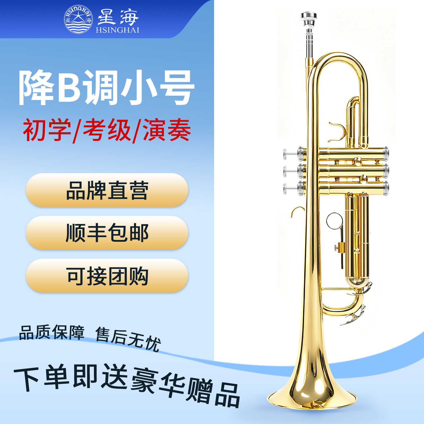 星海降b调小号乐器 XT-100/120学生考级儿童初学入门学校乐队演奏