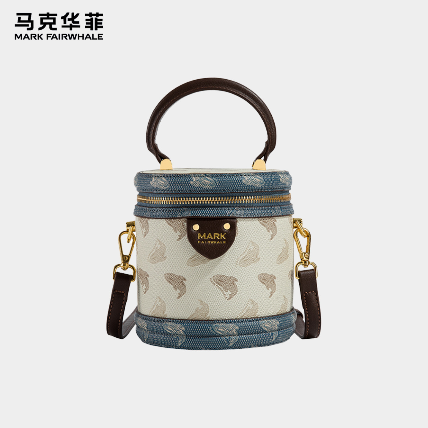 马克华菲时尚复古百搭圆筒包包女图片