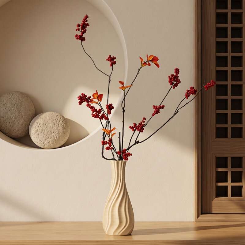 现代简约陶瓷花瓶摆件高级感桌面装饰客厅餐桌样板间3D打印插花瓶