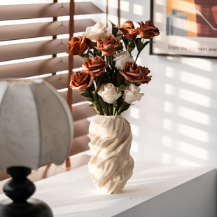 现代风陶瓷花瓶轻奢高级感客厅桌面餐桌摆件不规则家居艺术装 饰品