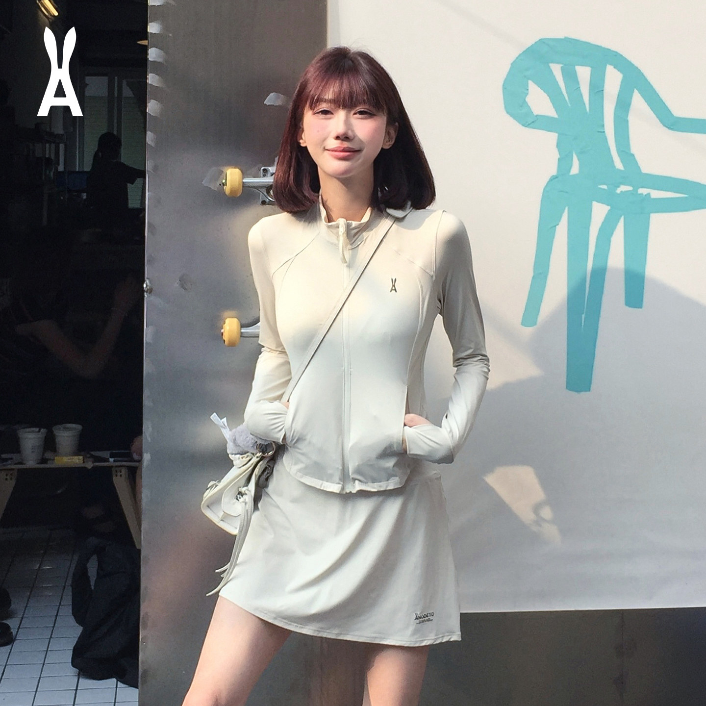 安欧兔【短裙套装】冰绷带立领防晒上衣服短裙长袖短款防紫外线