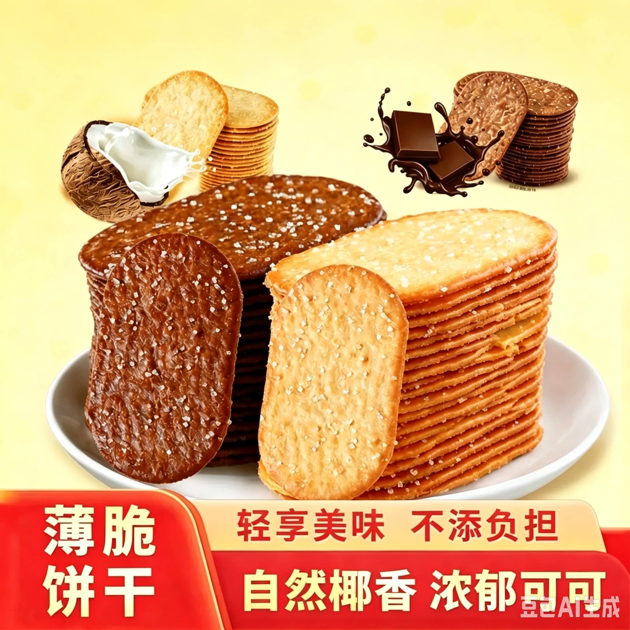 【热卖中】薄脆饼干椰奶巧克力休闲解馋代餐追剧小零食