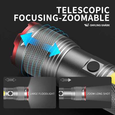 Outdoor double light highlight flashlight telescopic zoom