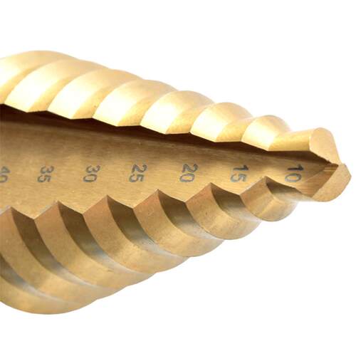 宝塔钻头10-45mm三角柄开孔器高速钢扩孔台阶钻金色镀钛阶梯钻头