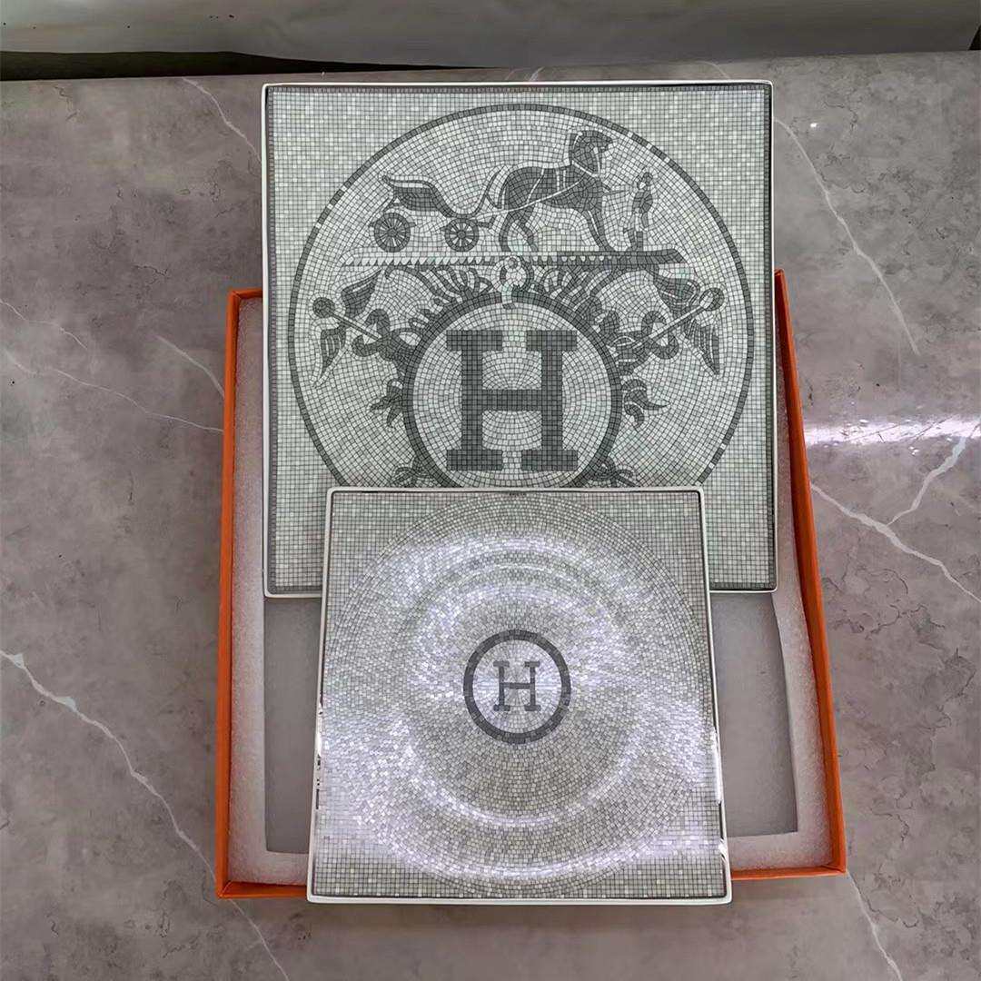 跨境欧式H家战马系列骨瓷餐盘蛋糕盘个性牛排盘方盘装饰摆台