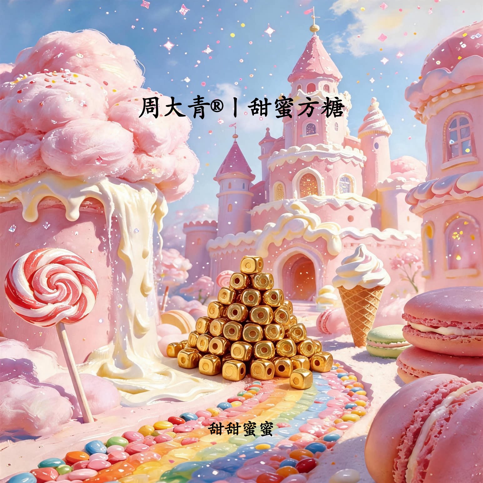 周大青足金方糖转运珠时尚百搭图片
