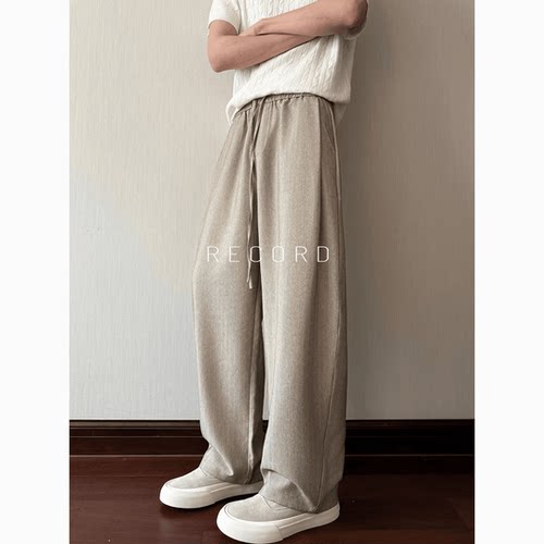 老钱风竖纹夏季男女直筒裤
