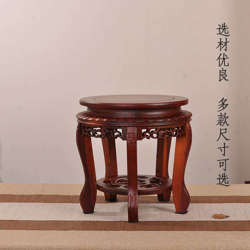 虎脚圆瓷瓶酒坛临水黑松盆景底座鱼缸摆件托架家居黑檀木落地式
