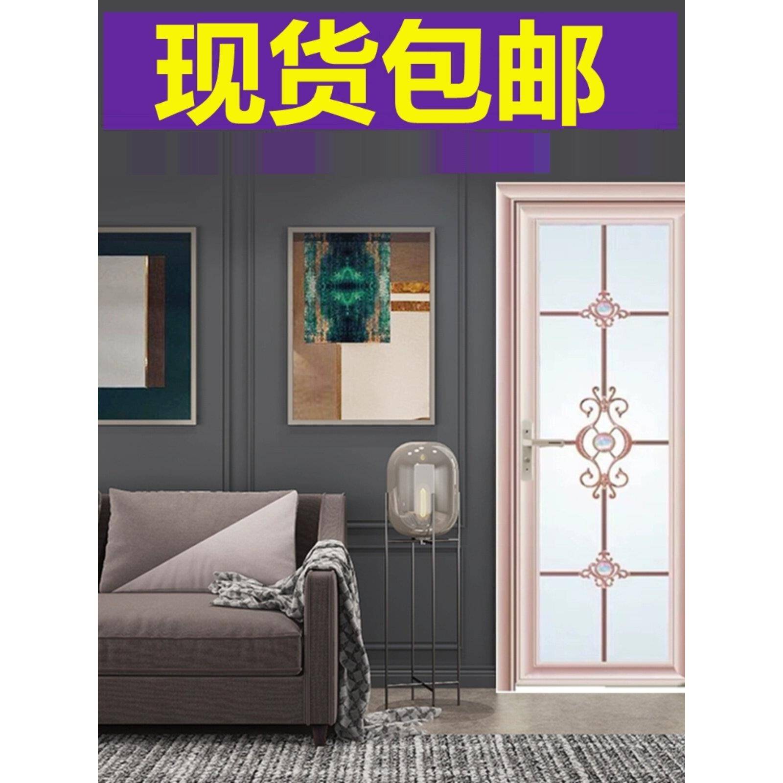 现货单包钛镁铝合金厕所浴室双钢化玻璃门洗手间厨房卫生间平开门