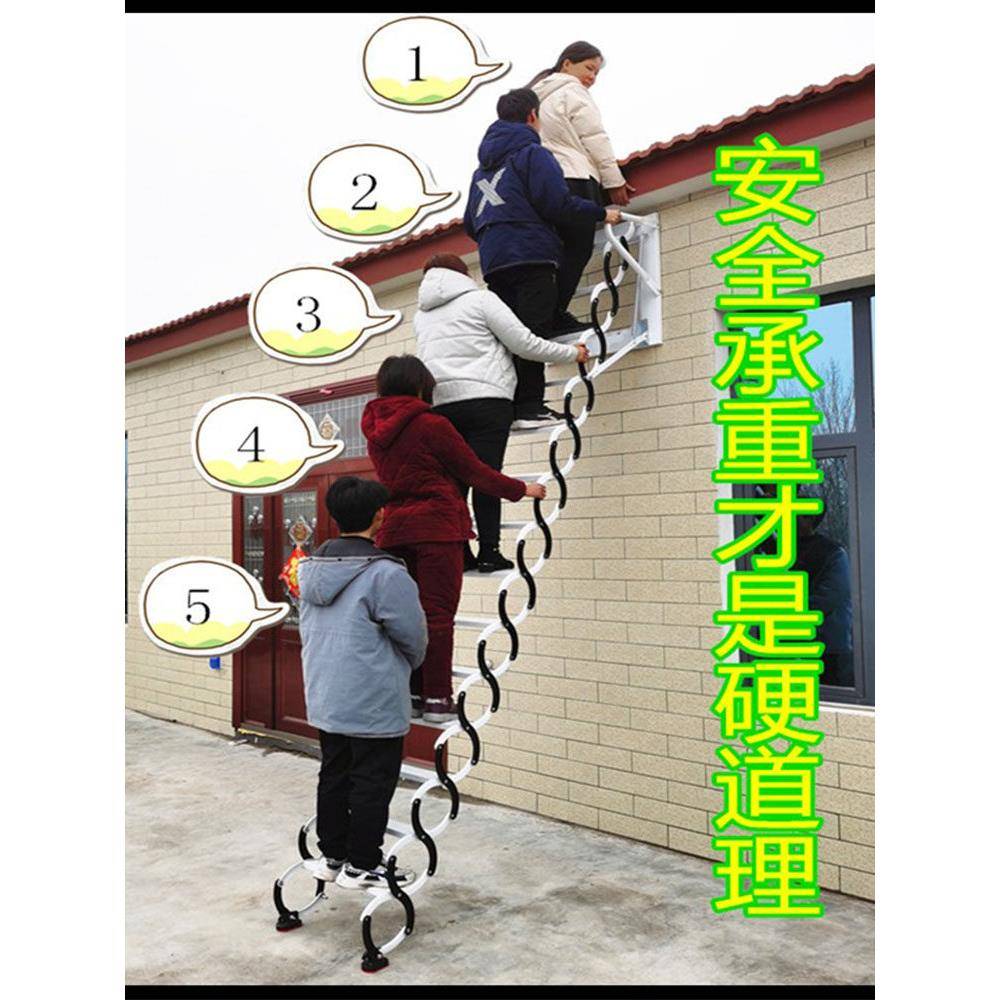 阁楼伸缩楼梯室外家用壁挂户外升缩简易钢架电动收缩折叠升降梯子
