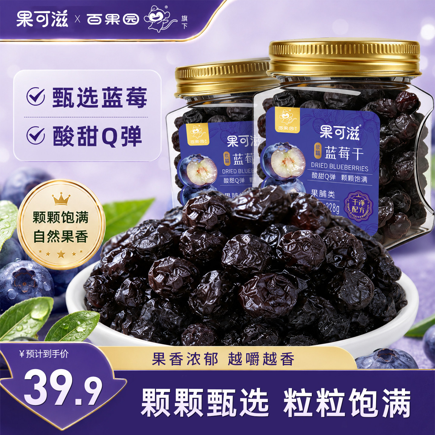 【果可滋】蓝莓干罐装即食果干休闲小吃休闲零食蓝莓烘焙果干