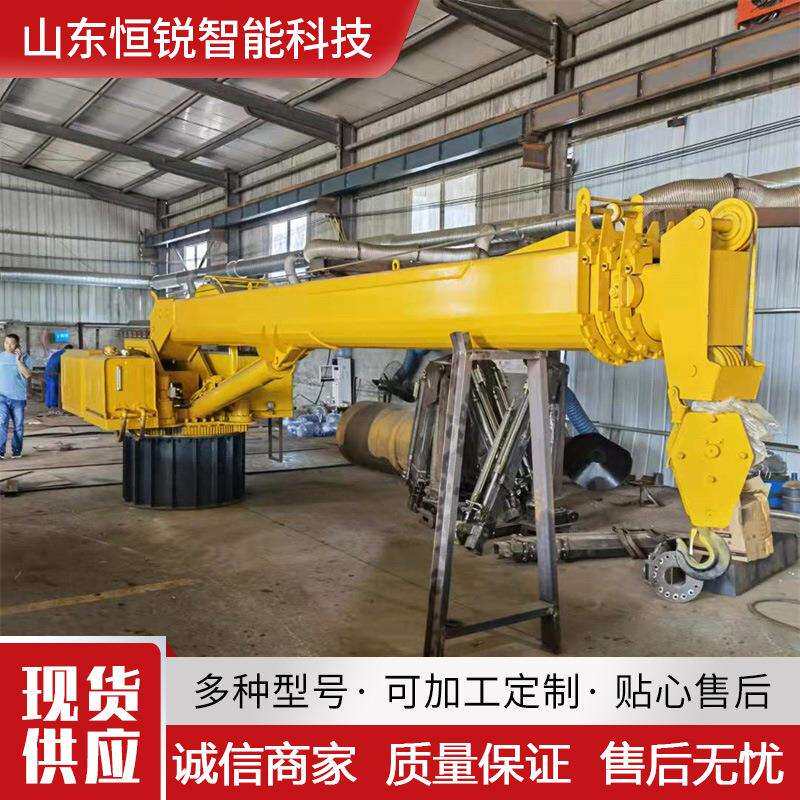 12吨船用货物吊装码头固定液压吊机旋转伸缩臂折叠液压起重机