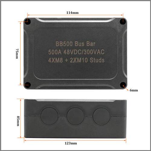 bus bar 游艇汽车接线盒BB500 500A 48V房车太阳能大电流汇流排盒